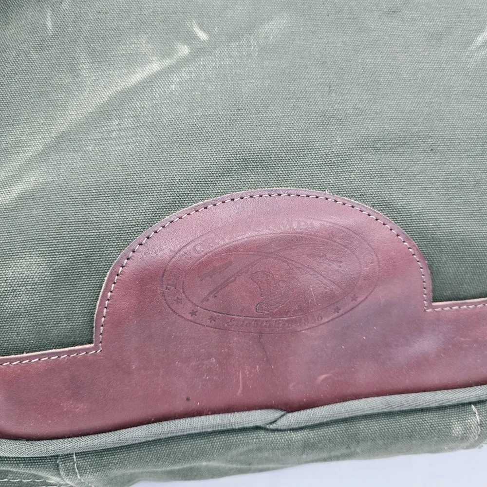 Vintage Orvis Battenkill Bag Travel Weekender‎ Pique Canvas Green Leather Large